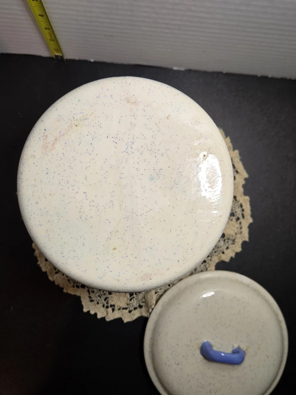 Vintage Canister Country Goose (Raised) Blue Speckled Spackle Glaze